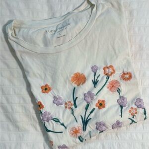 Women’s Lucky Brand Embroidered Floral Design Tee